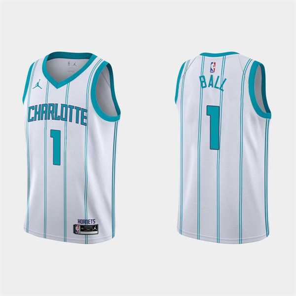 Mens Charlotte Hornets #1 LaMelo Ball 2022-23 White Association Edition Stitched Basketball Jersey Dzhi